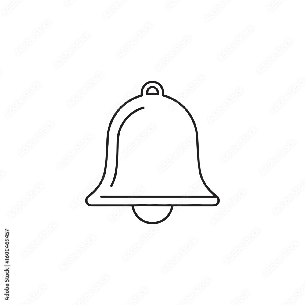 Poster simple line art bell icon symbolizing alerts notifications and important messages for modern communi