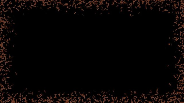 brown sprinkles border frame isolated alpha channel animation,happy birthday celebration and confectionery social media motion design element	