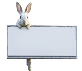 rabbit with blank sign