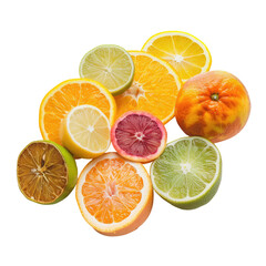 Obraz premium Citrus fruit slices in a vibrant arrangement
