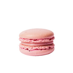 Single pink macaron, light pink filling, delicate sandwich cookie