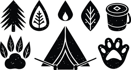 Vintage Woodland Adventure Silhouette Elements