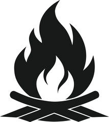 Detailed Black Silhouette Beach Icon Vector Graphic