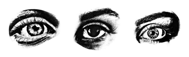 Obraz premium Set of human eye spray paint stencils isolated on transparent background