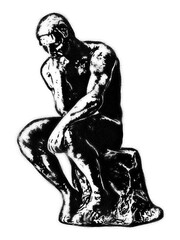 Thinker statue spray paint stencil isolated on transparent background
