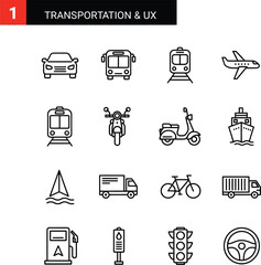  "Minimal Transportation & UX Icons Set – Clean Monochrome Vector Symbols for Travel Interfaces"