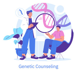 Genetic Counseling Vector with DNA Discussion Scene