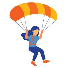 Vector of a woman playing with a parachute
