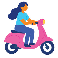 Vector of a woman riding a motorbike