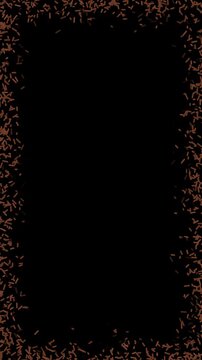brown sprinkles border frame isolated alpha channel animation,happy birthday celebration and confectionery vertical social media motion design element	