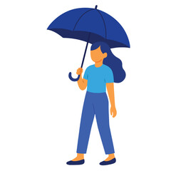 Vector of a woman using an umbrella