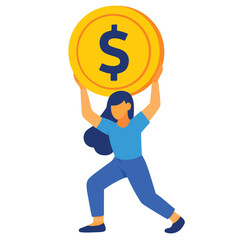 Vector of a woman lifting money