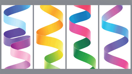 Four abstract gradient ribbons on white background 2