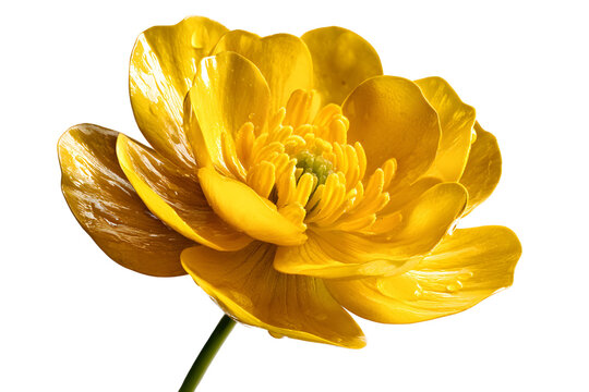 Radiant Yellow Buttercup Blossom in Full Bloom on transparent backdrop for a Captivating Look