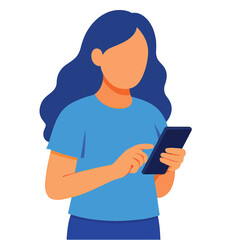 Vector of a woman playing with a smartphone