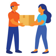 Vector of a woman receiving a package
