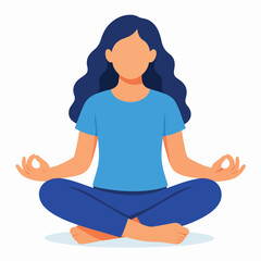 Vector of a woman meditating