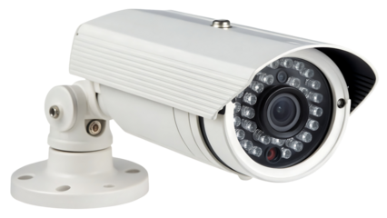 White Security Camera With Infrared L E Ds isolated on a transparent background surveillance