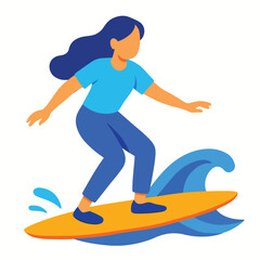 Vector of a woman surfing