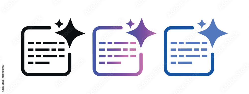 Fototapete ai text generation spark vector icons. artificial intelligence content generation icons, editable sp