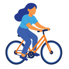 Vector of a woman riding a bicycle