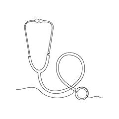 Continuous line drawing of stethoscope medical tool equipment editable stroke sketch line vector illustration