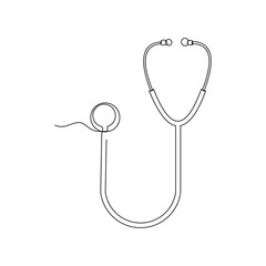 Continuous line drawing of stethoscope medical tool equipment editable stroke sketch line vector illustration