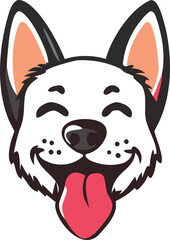 dog head profile,black and white line art,simplified,minimalist,digital illustration
