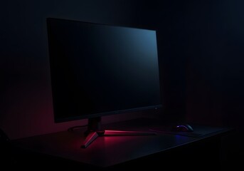 Gaming Monitor with Red and Blue Lighting