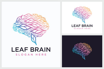 Leaf Brain Design Inspiration. Leaf Brain Symbol Logo Vector Template Design, Leaf Brain Design Logo Vector Illustration
