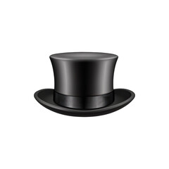 Classic black top hat elegant vintage fashion accessory isolated on white background