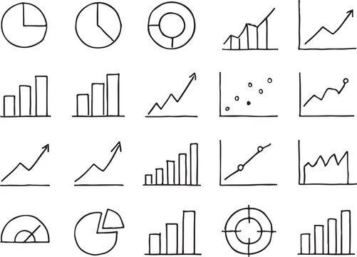 Hand Drawn Business Charts and Graphs Collection data statistics
