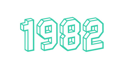 1982 Retro Isometric Number Design.