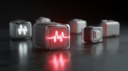 Modern design of small gray health monitors with vibrant ecg display for medical innovation