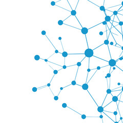 Blue Network: Interconnected Nodes and Lines on White Background
