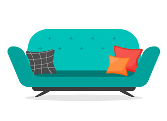 Sofa Flat Vector Illustration – Modern Furniture Clipart for Interior Design, Home Decor, and Living Room