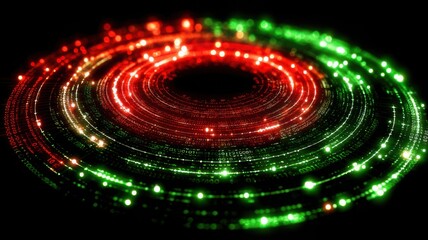 Obraz premium The image depicts a swirling, spiral-like pattern composed of numerous glowing dots