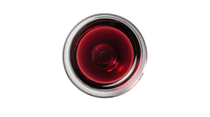 Elegant Wine Glass: A flat lay of an elegant wine glass with red wine, isolated on a Transparent background, PNG file.