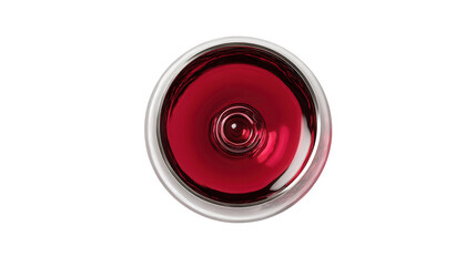 Elegant Wine Glass: A flat lay of an elegant wine glass with red wine, isolated on a Transparent background, PNG file.