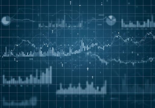 Dynamic financial charts and graphs showing market trends and growth on a digital interface