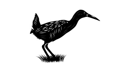Mangrove Rail bird, black isolated silhouette