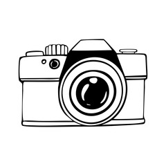 Photo camera doodle icon. Hand drawn sketch in vector illustration