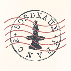 Bordeaux, Stamp Skyline Postmark. Silhouette Postal Passport. City Round Vector Icon. Vintage Postage Design.