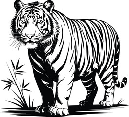 Majestic tiger standing proudly in a forest setting