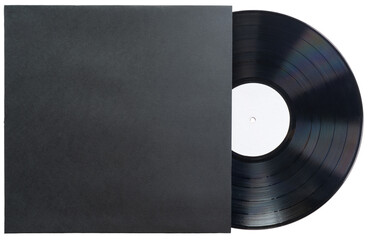 Vinyl Record Album Cover Mockup. Shot from real paper and real vinyl disc.