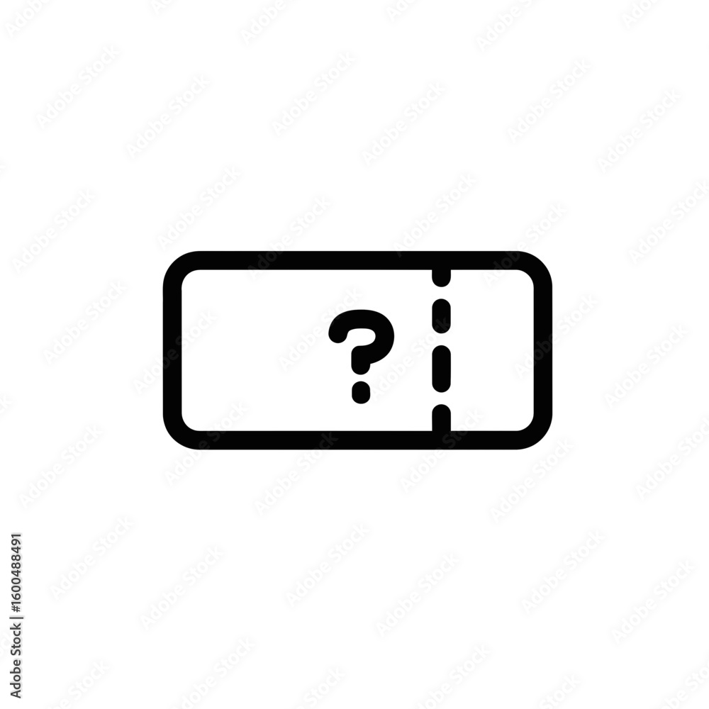 Poster blank ticket icon with question mark symbol on simple background