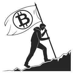Vector Silhouette of Bitcoin Logo – Cryptocurrency Icon, Digital Currency Symbol, Blockchain Art