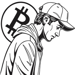 Bitcoin Logo Vector Silhouette – Cryptocurrency Icon, Digital Currency Symbol, Blockchain Financial Art