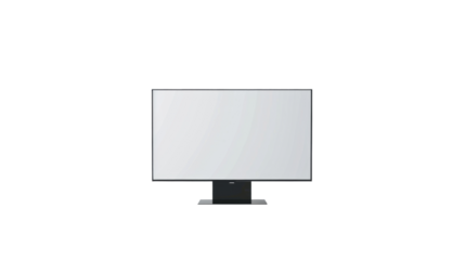 Modern flat screen television on a sleek stand with a transparent background, showcasing minimalist design and elegance