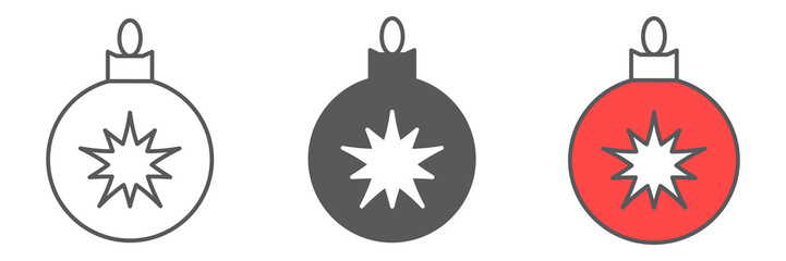 Obraz premium Christmas tree ball icon collection, merry christmas and xmas, christmas bauble sign vector set graphics, editable stroke linear icon, eps 10